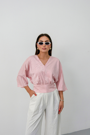 Jakarlı Saten Bluz