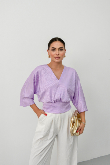 Jakarlı Saten Bluz