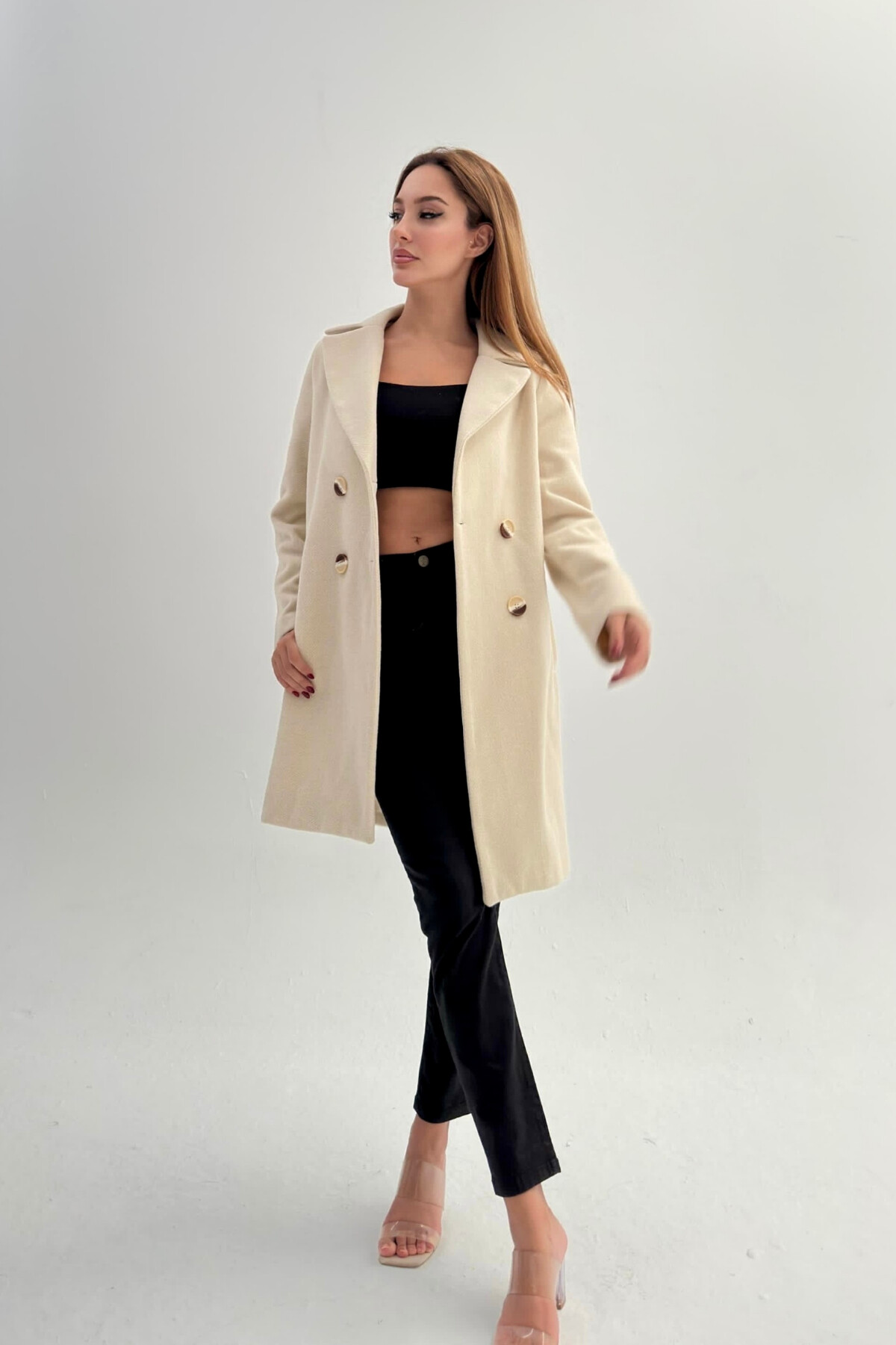 HERRINGBONE WOOL BLEND COAT