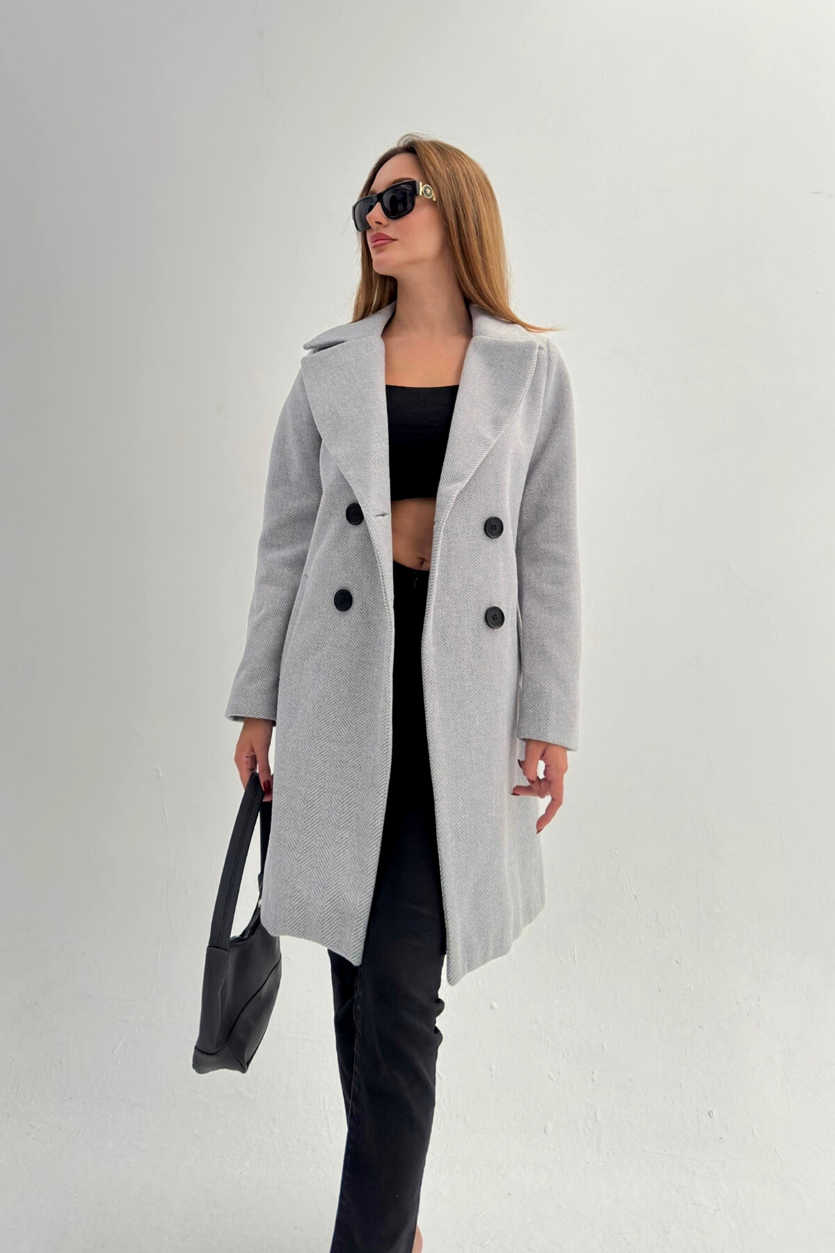 HERRINGBONE WOOL BLEND COAT