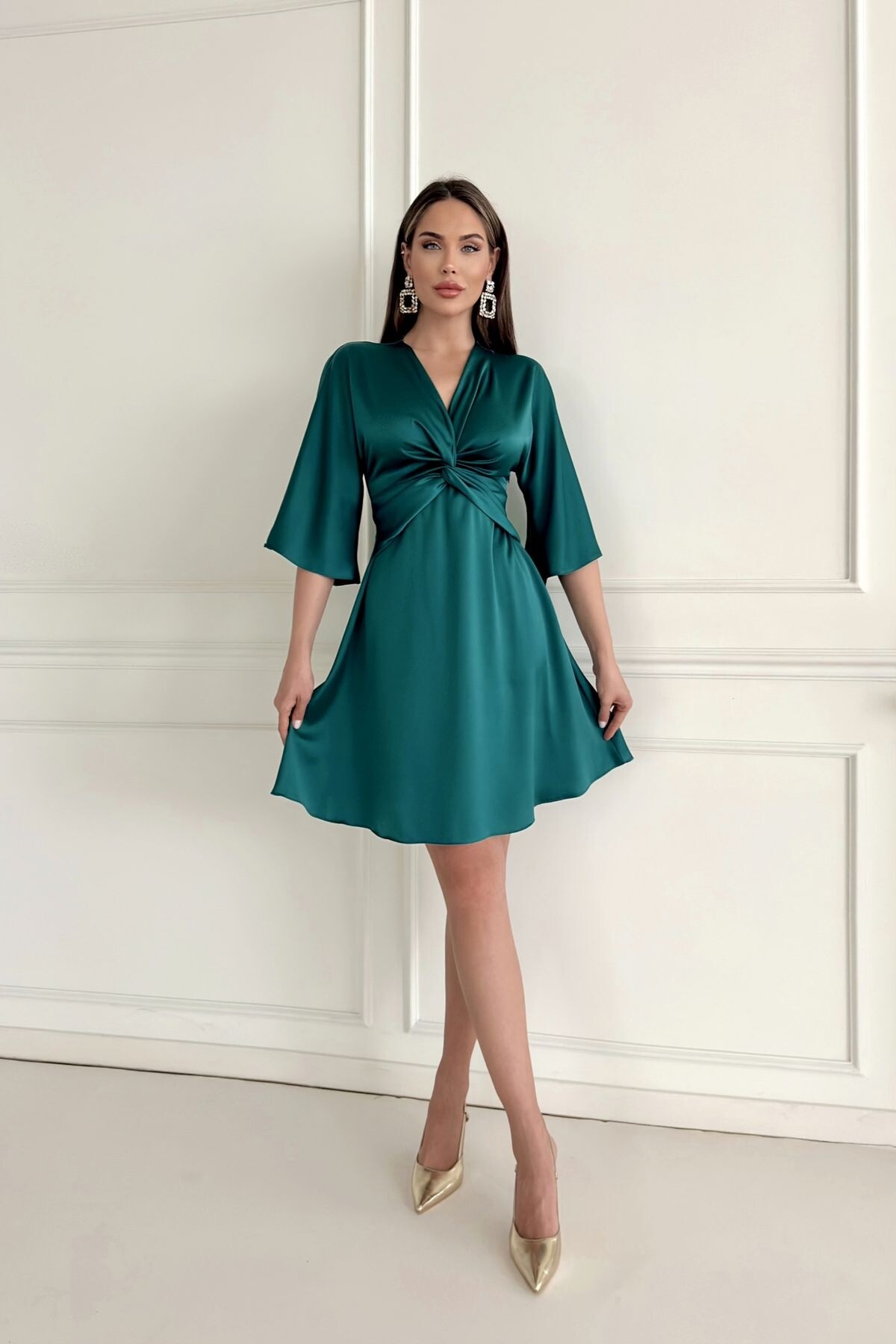 BET SLEEVE SATIN DRESS