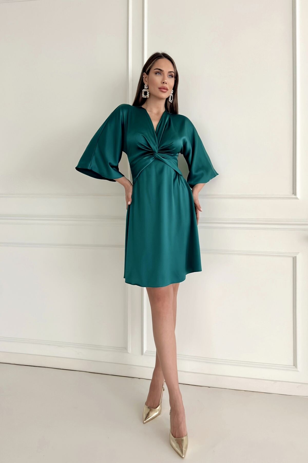 BET SLEEVE SATIN DRESS