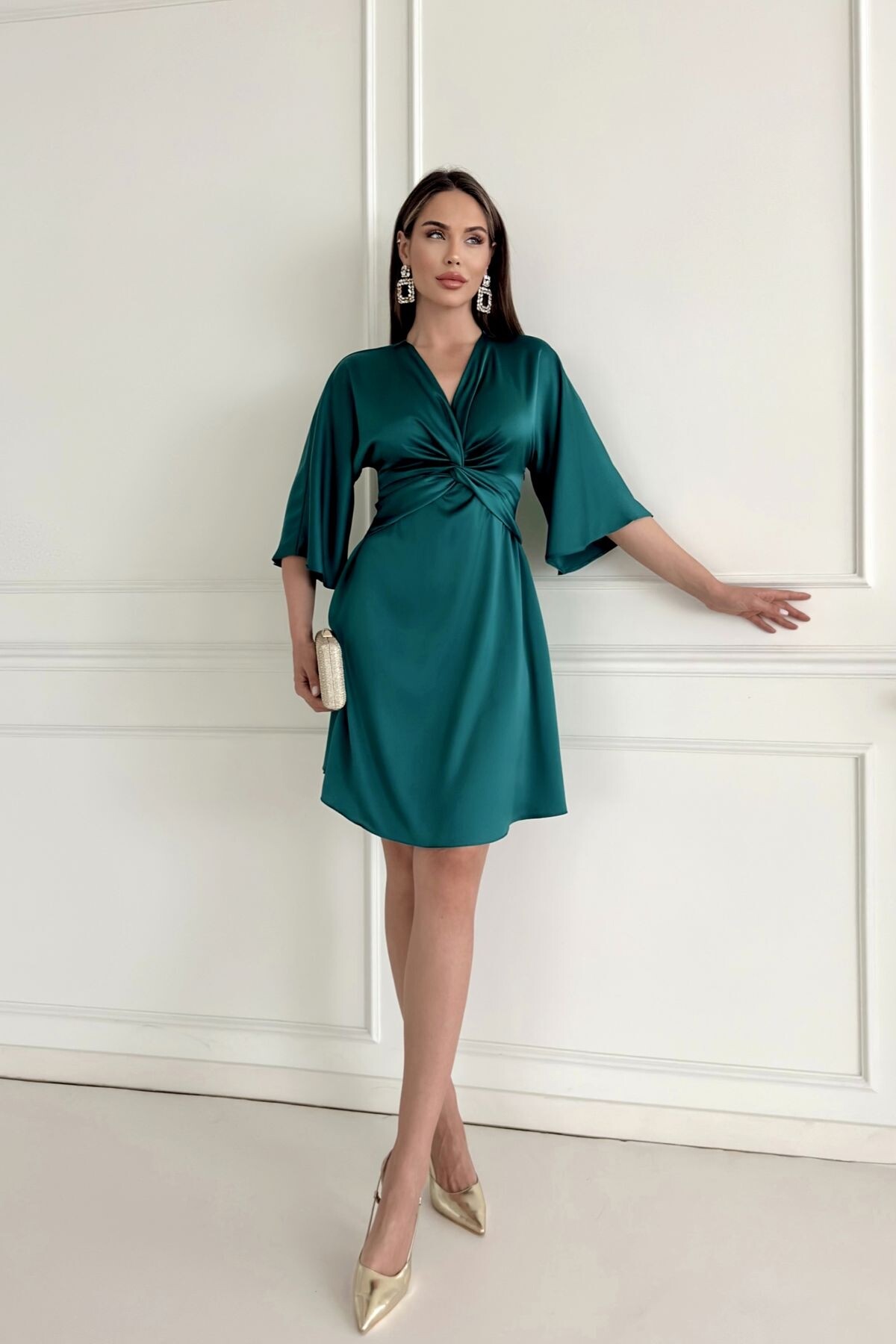 BET SLEEVE SATIN DRESS