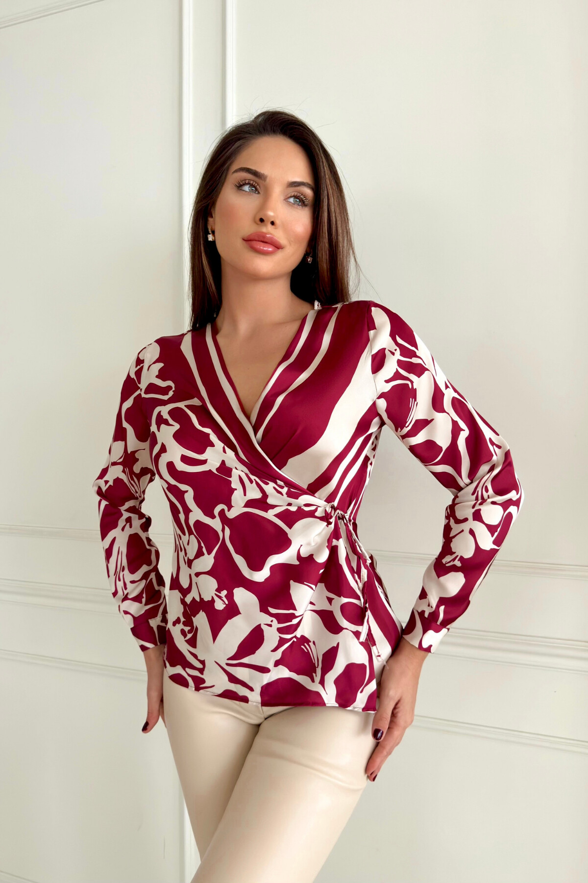 DOUBLE BREASTED SATIN BLOUSE