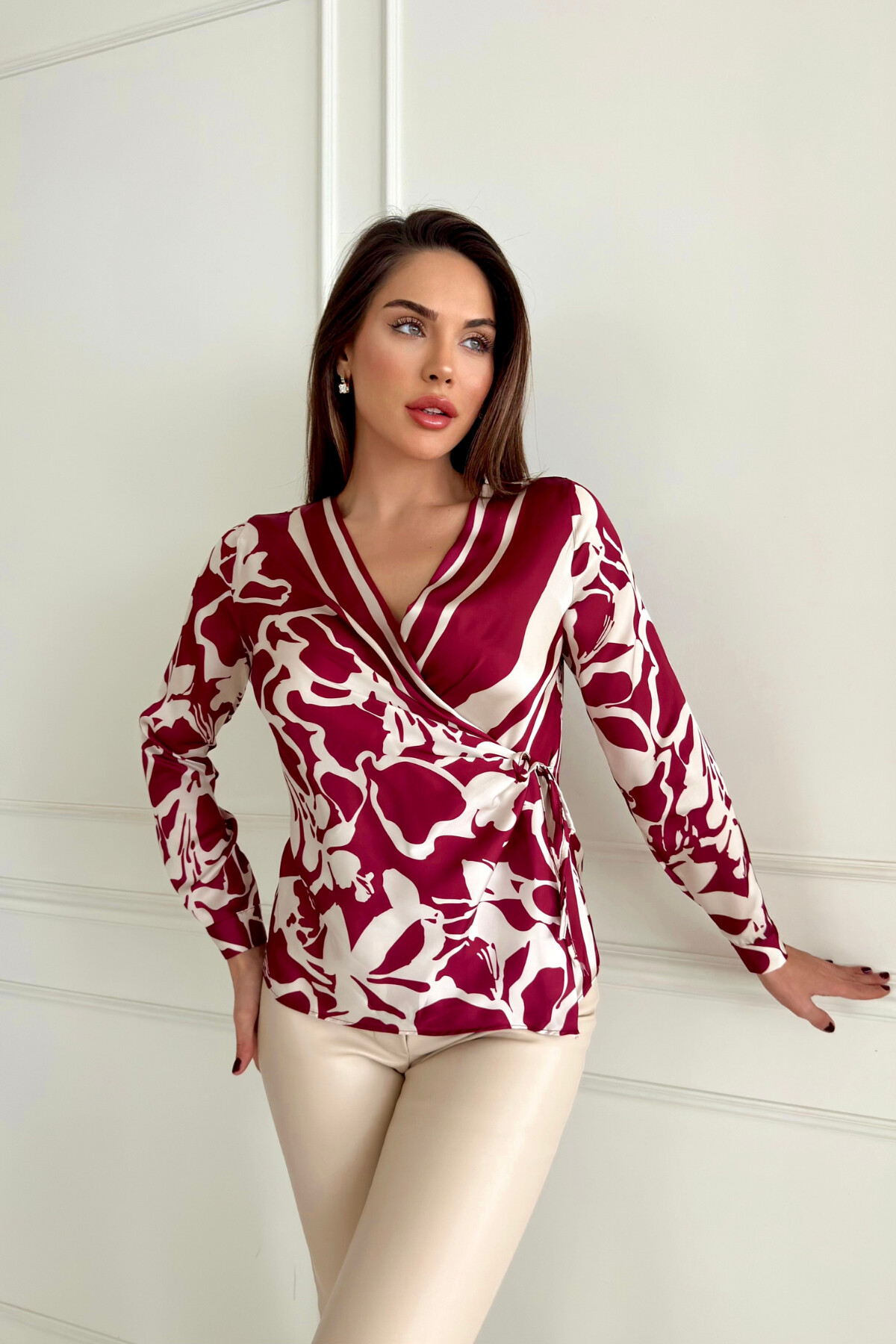 DOUBLE BREASTED SATIN BLOUSE