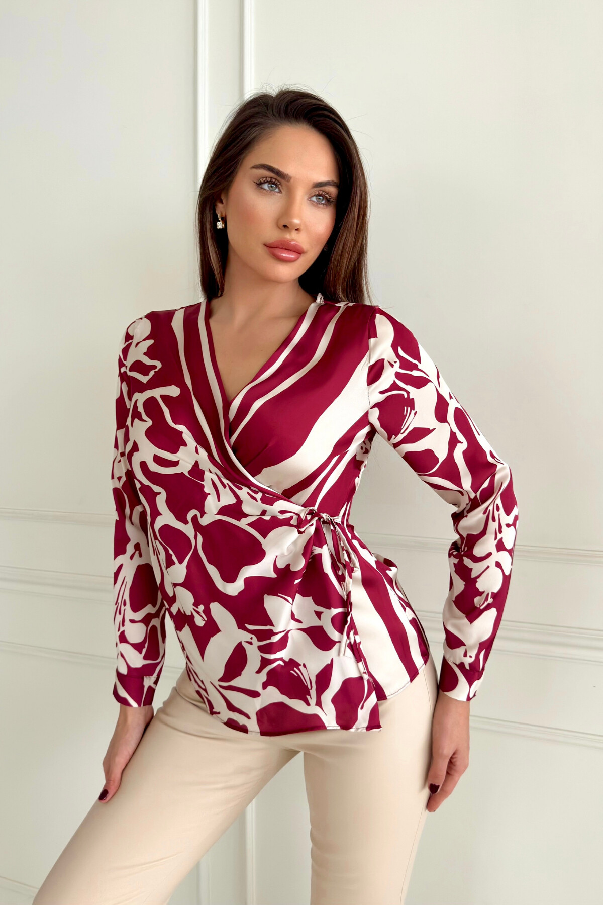 DOUBLE BREASTED SATIN BLOUSE