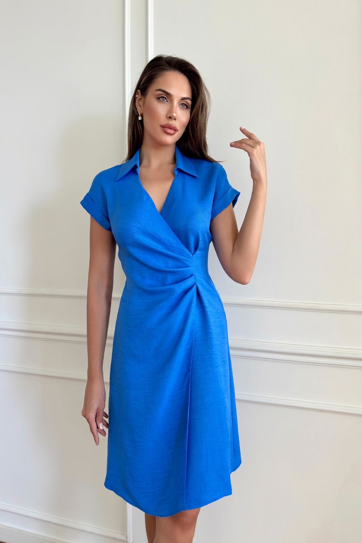 ELASTICATED LINEN DRESS