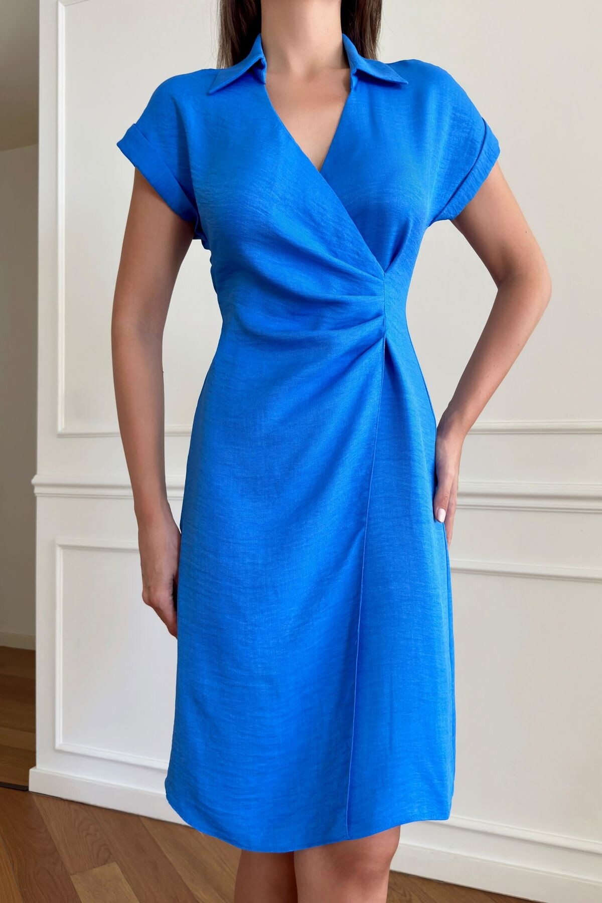 ELASTICATED LINEN DRESS