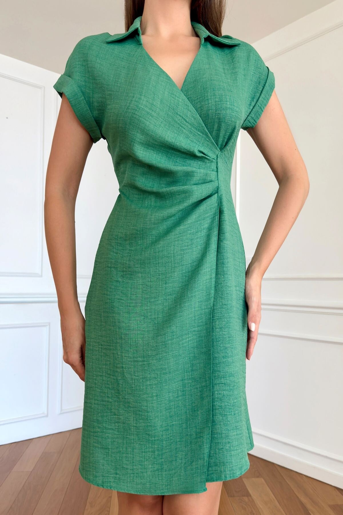 ELASTICATED LINEN DRESS