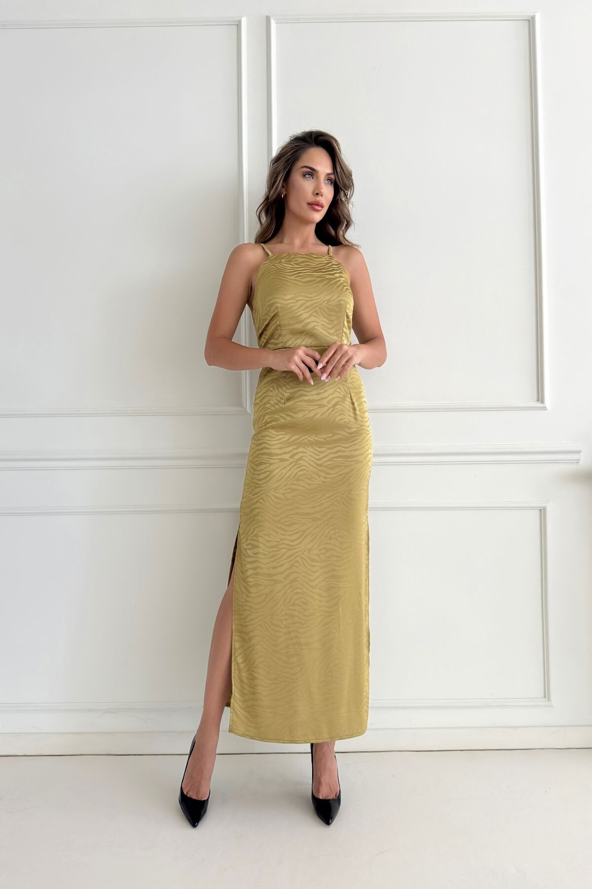 JACQUARD SATIN DRESS