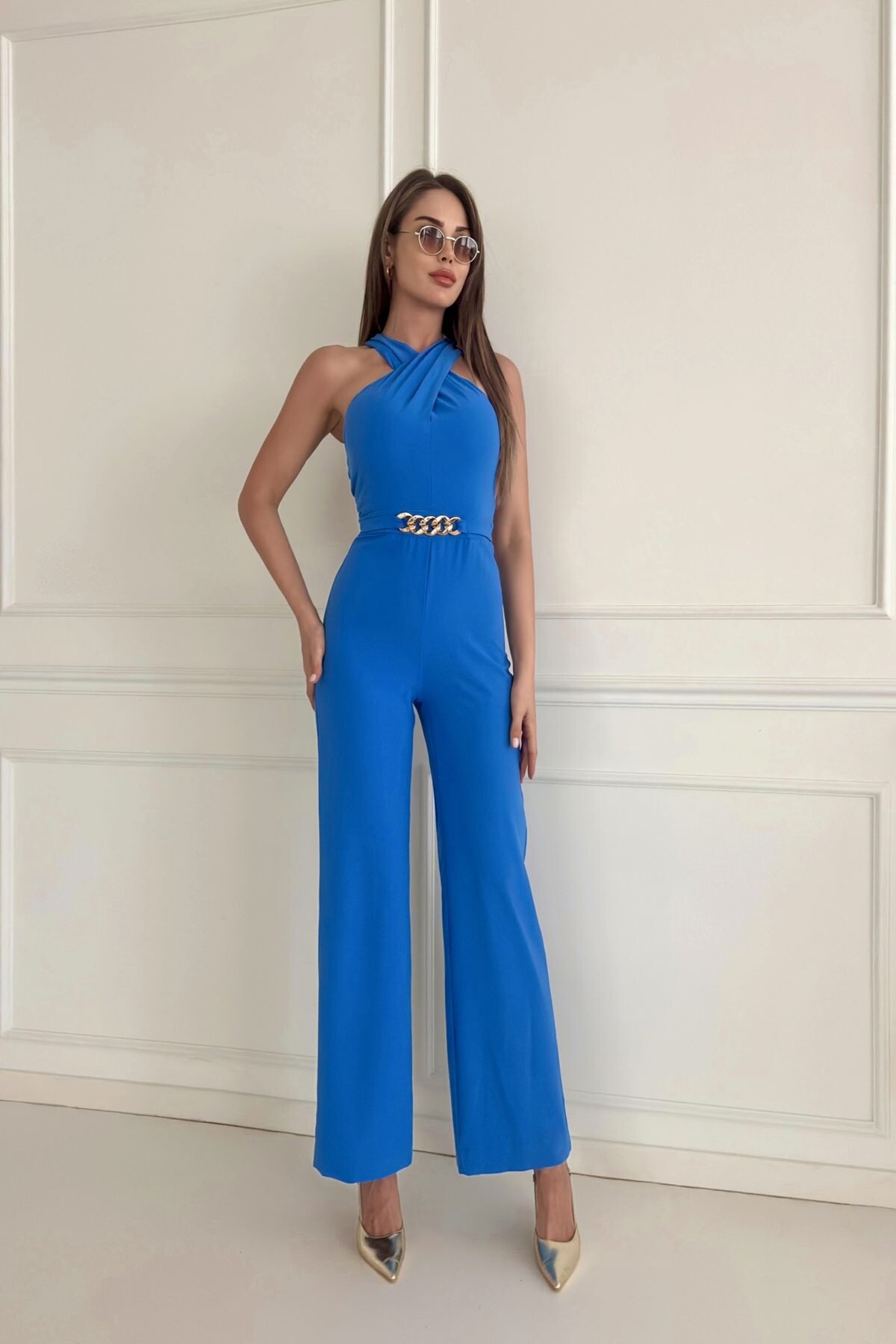 JUMPSUIT WITH CROSS BACK BELT