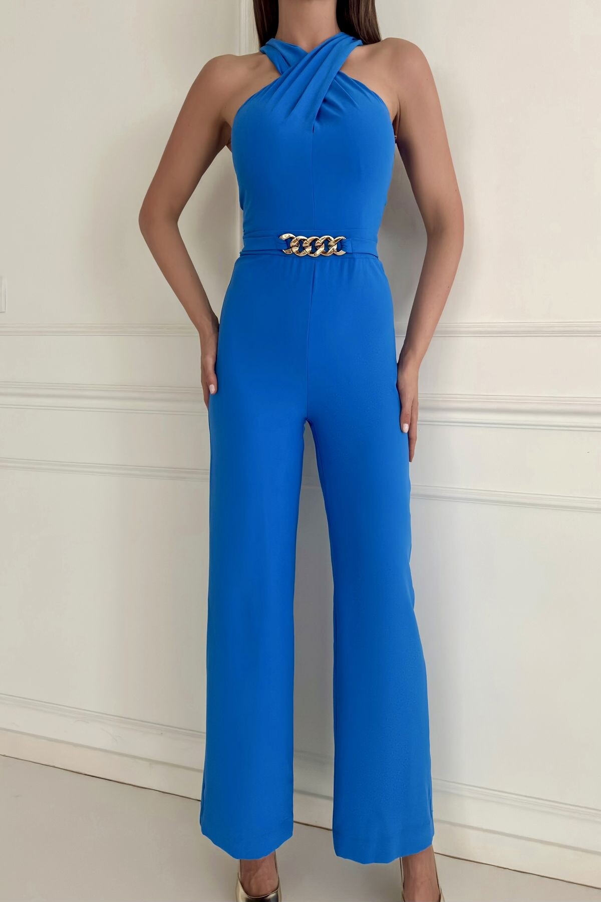 JUMPSUIT WITH CROSS BACK BELT