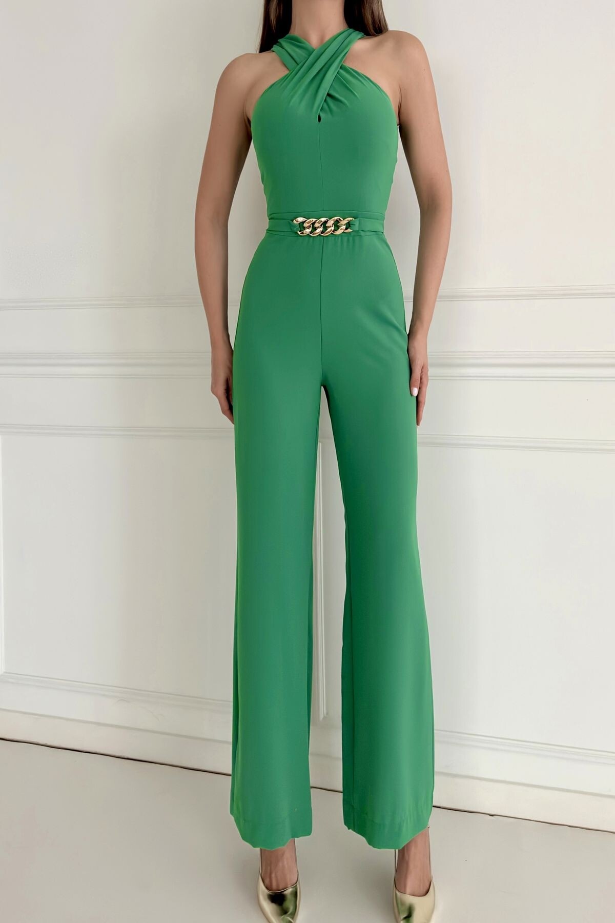 JUMPSUIT WITH CROSS BACK BELT