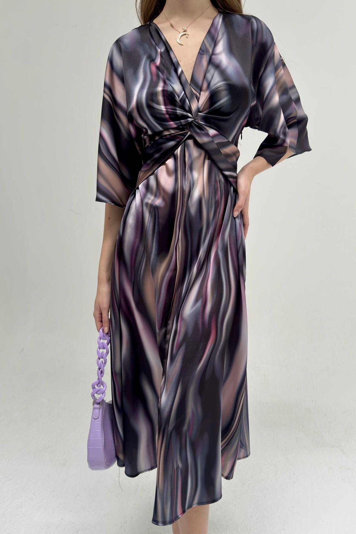 KNOTTED SATIN DRESS