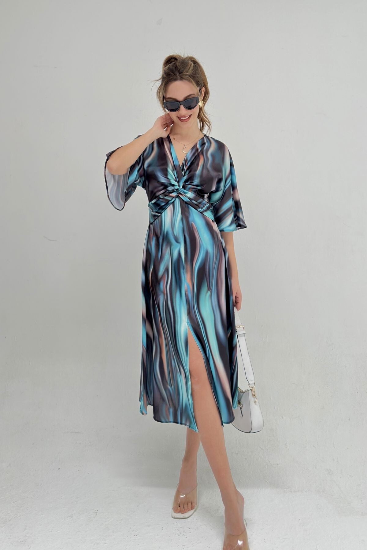 KNOTTED SATIN DRESS