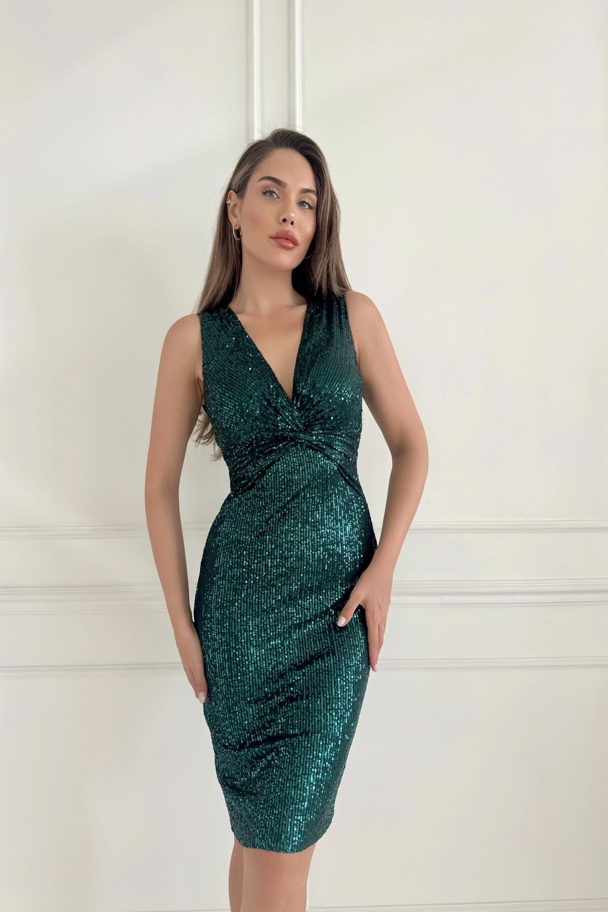 KNOTTED SEQUIN DRESS