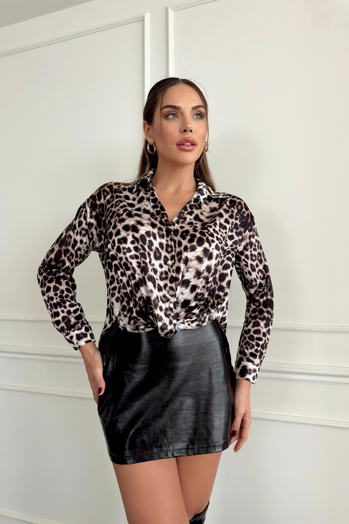 LEOPARD PRINT SATIN SHIRT