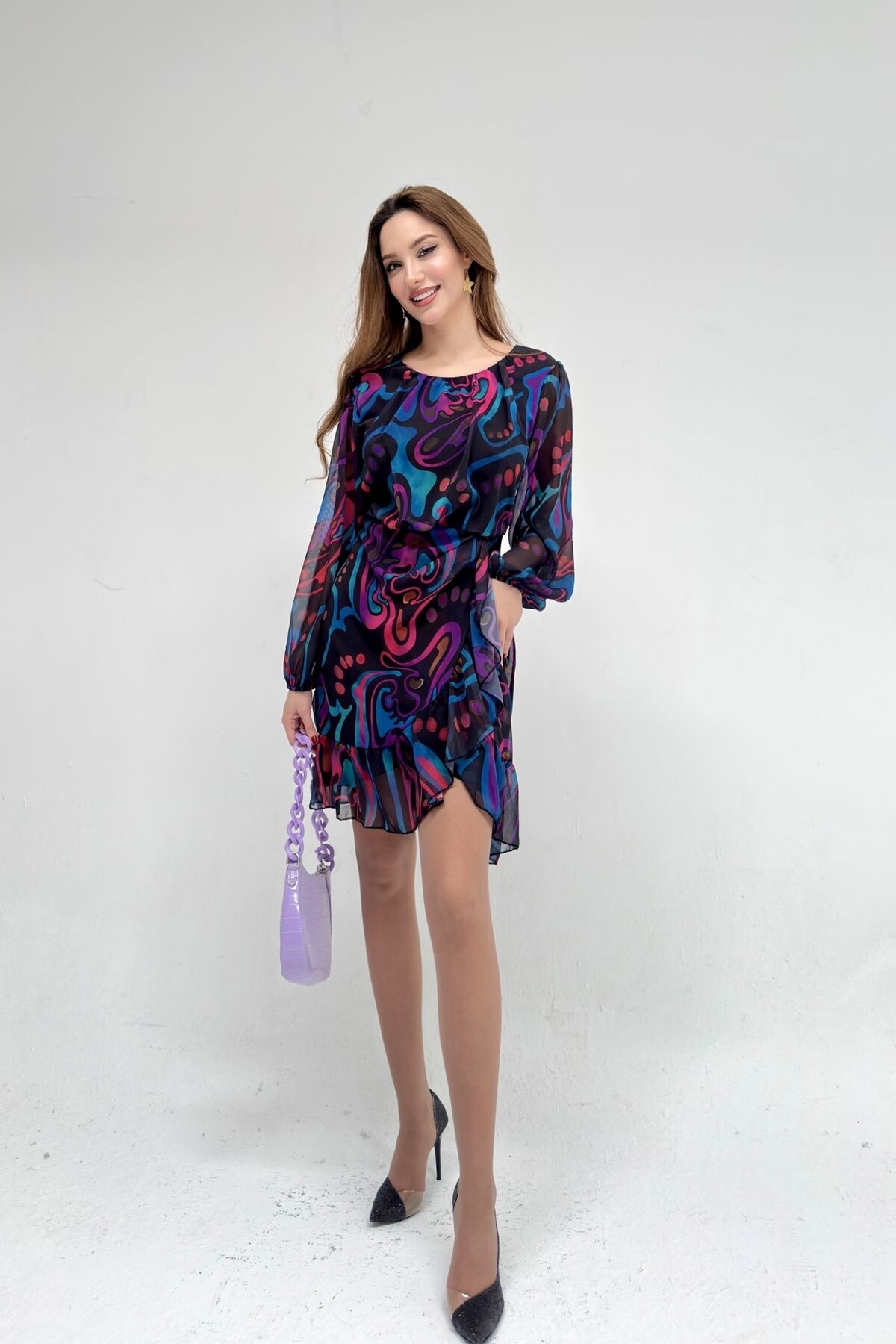 PATTERNED CHIFFON DRESS