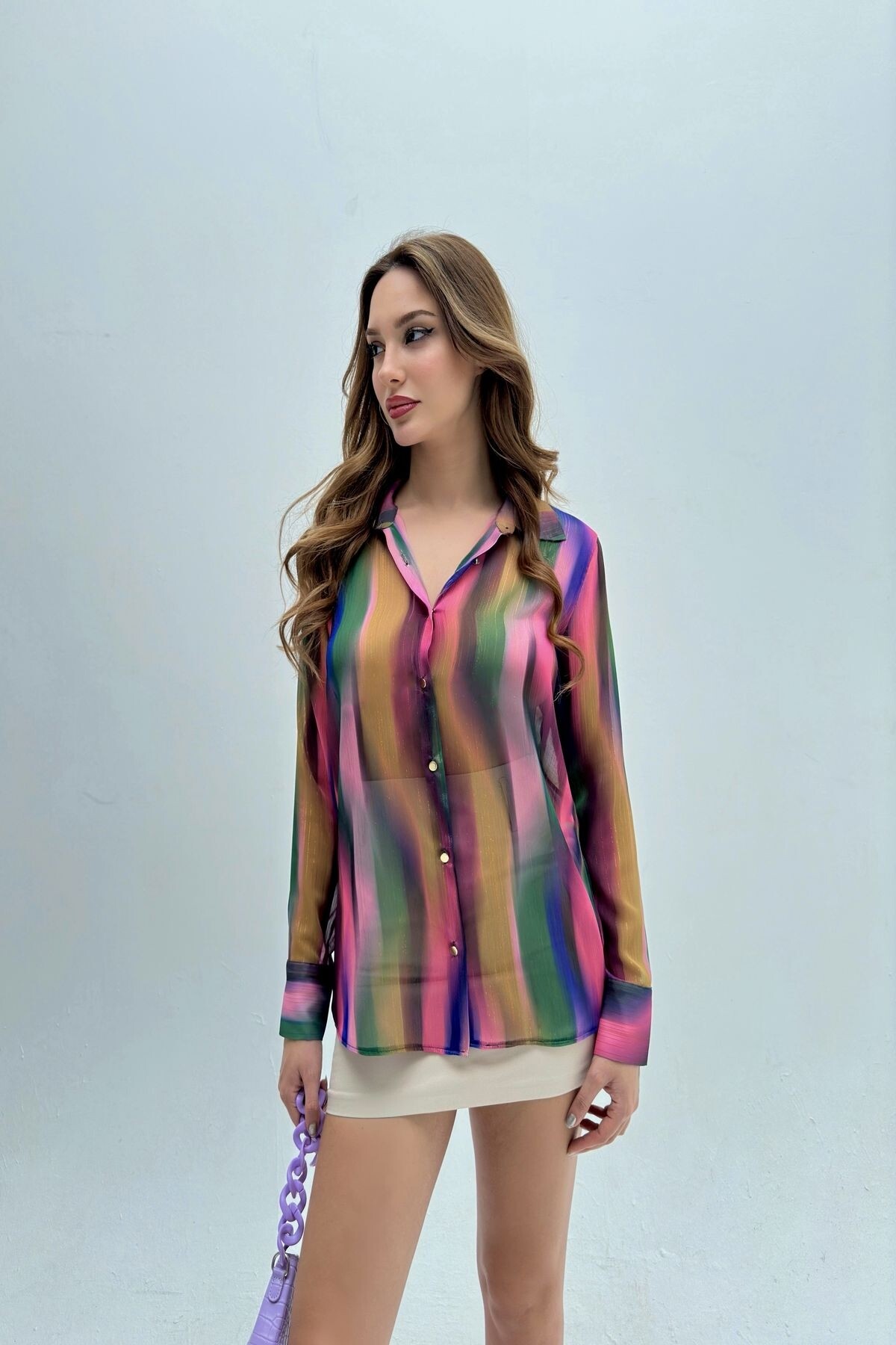 PATTERNED CHIFFON SHIRT