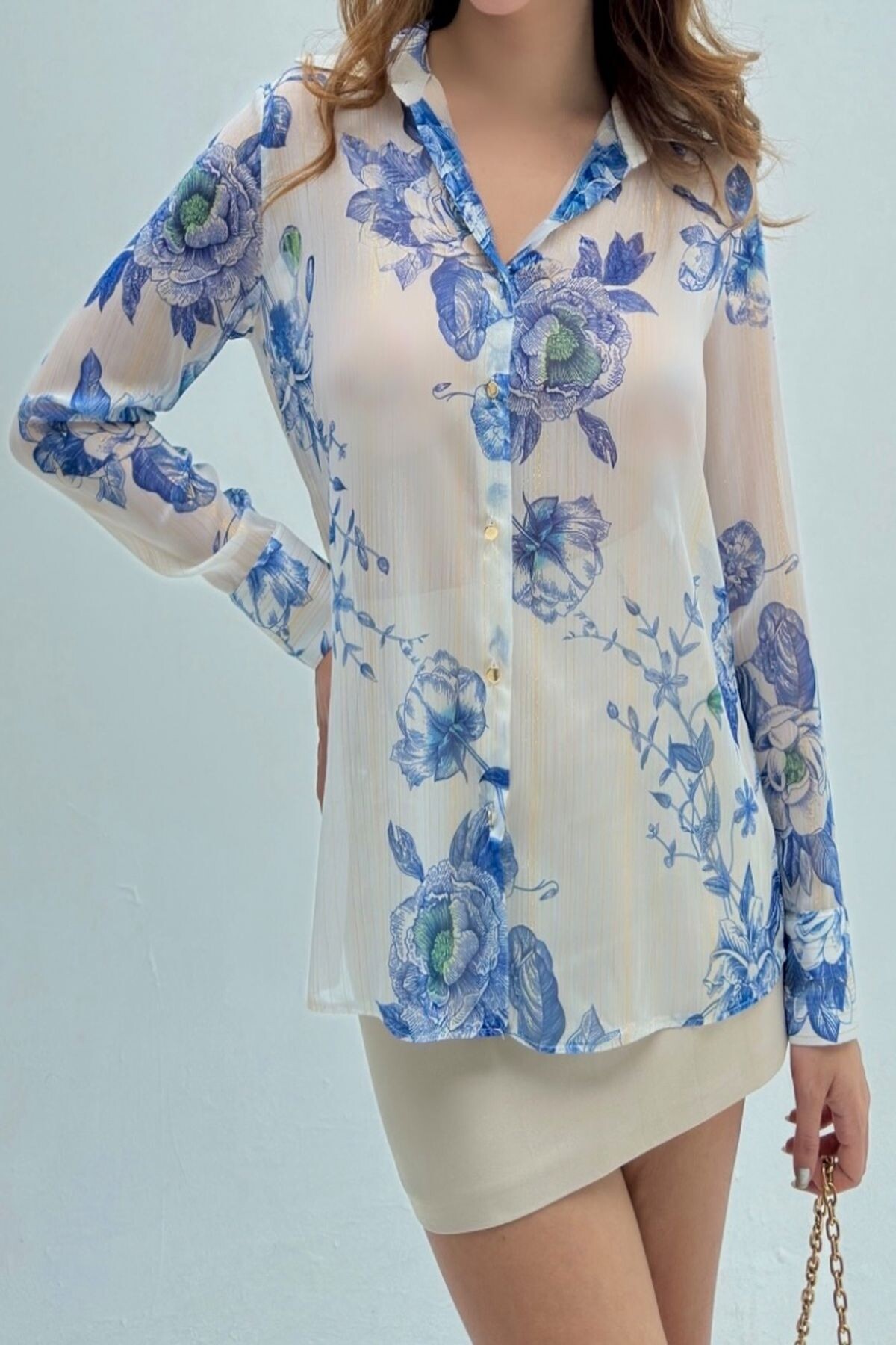 PATTERNED CHIFFON SHIRT