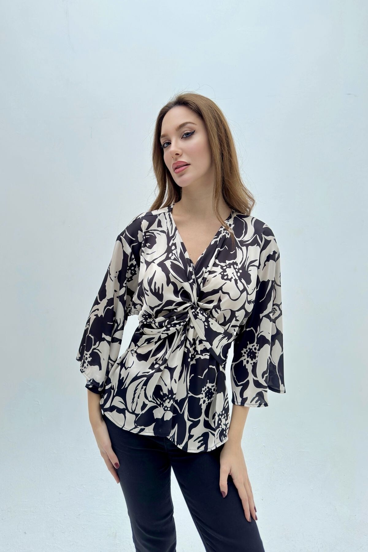 PATTERNED SATIN BLOUSE