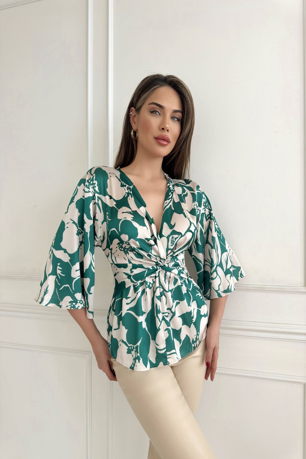 PATTERNED SATIN BLOUSE