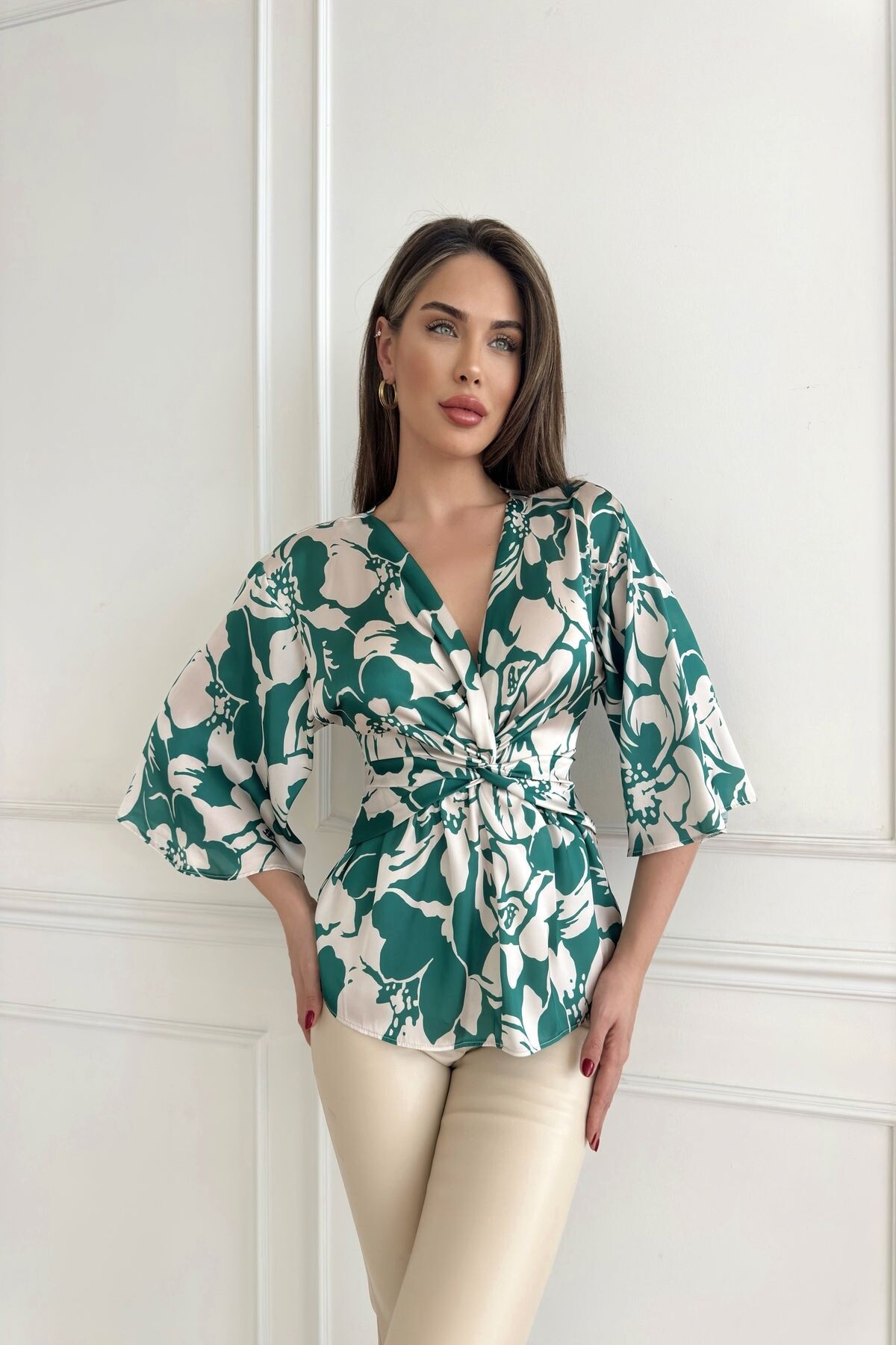 PATTERNED SATIN BLOUSE