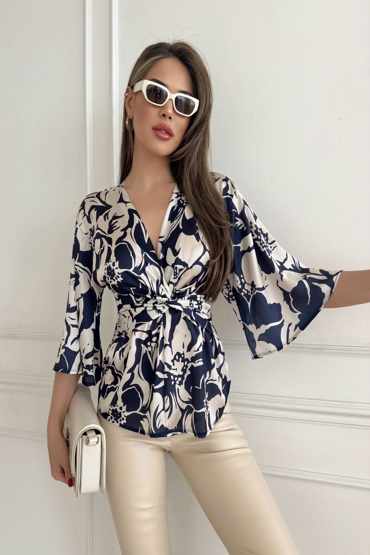 PATTERNED SATIN BLOUSE