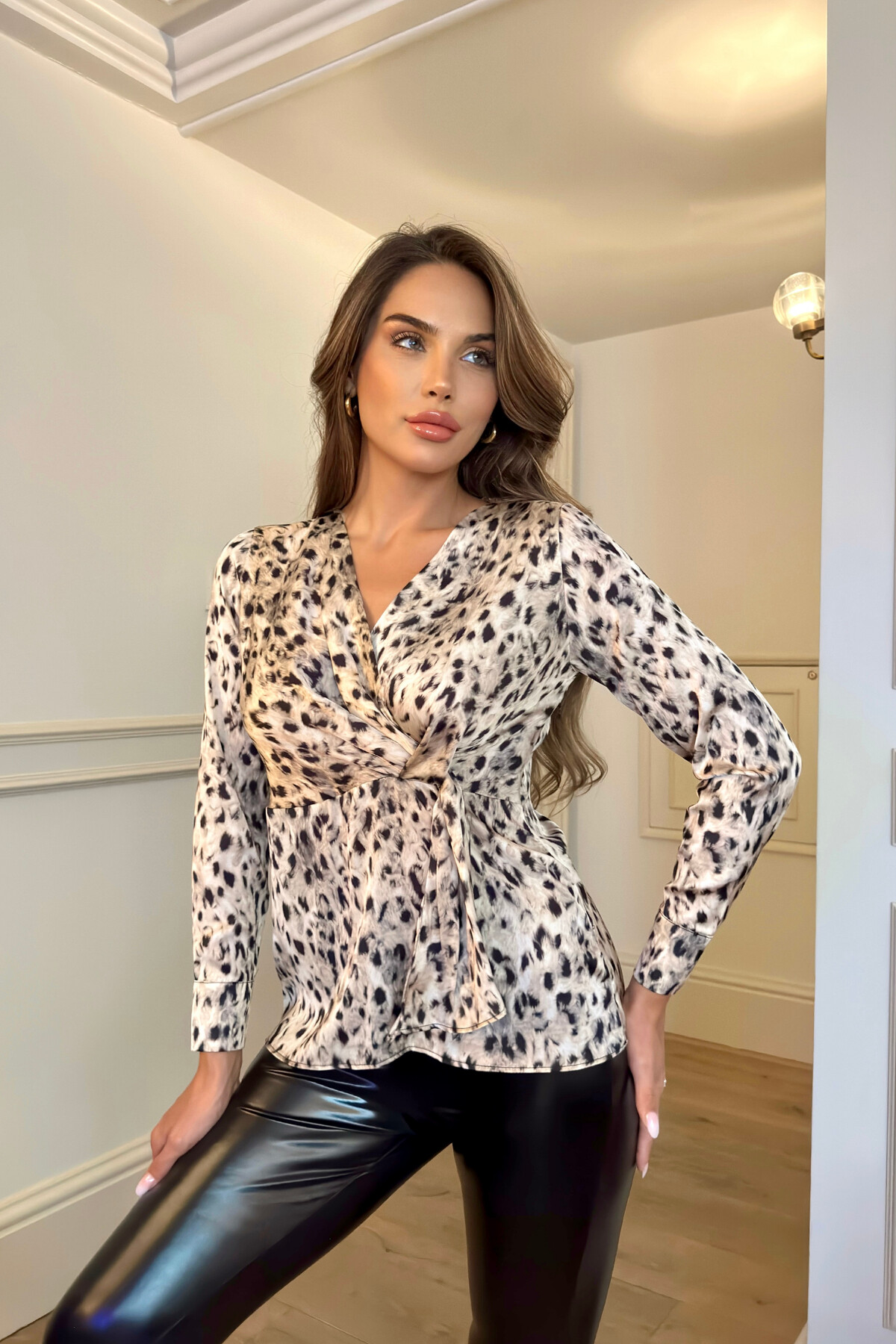 PATTERNED SATIN BLOUSE