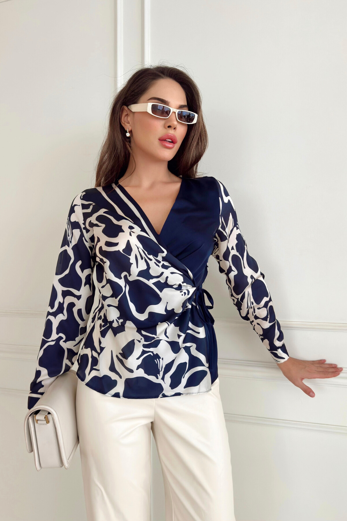 PATTERNED SATIN BLOUSE