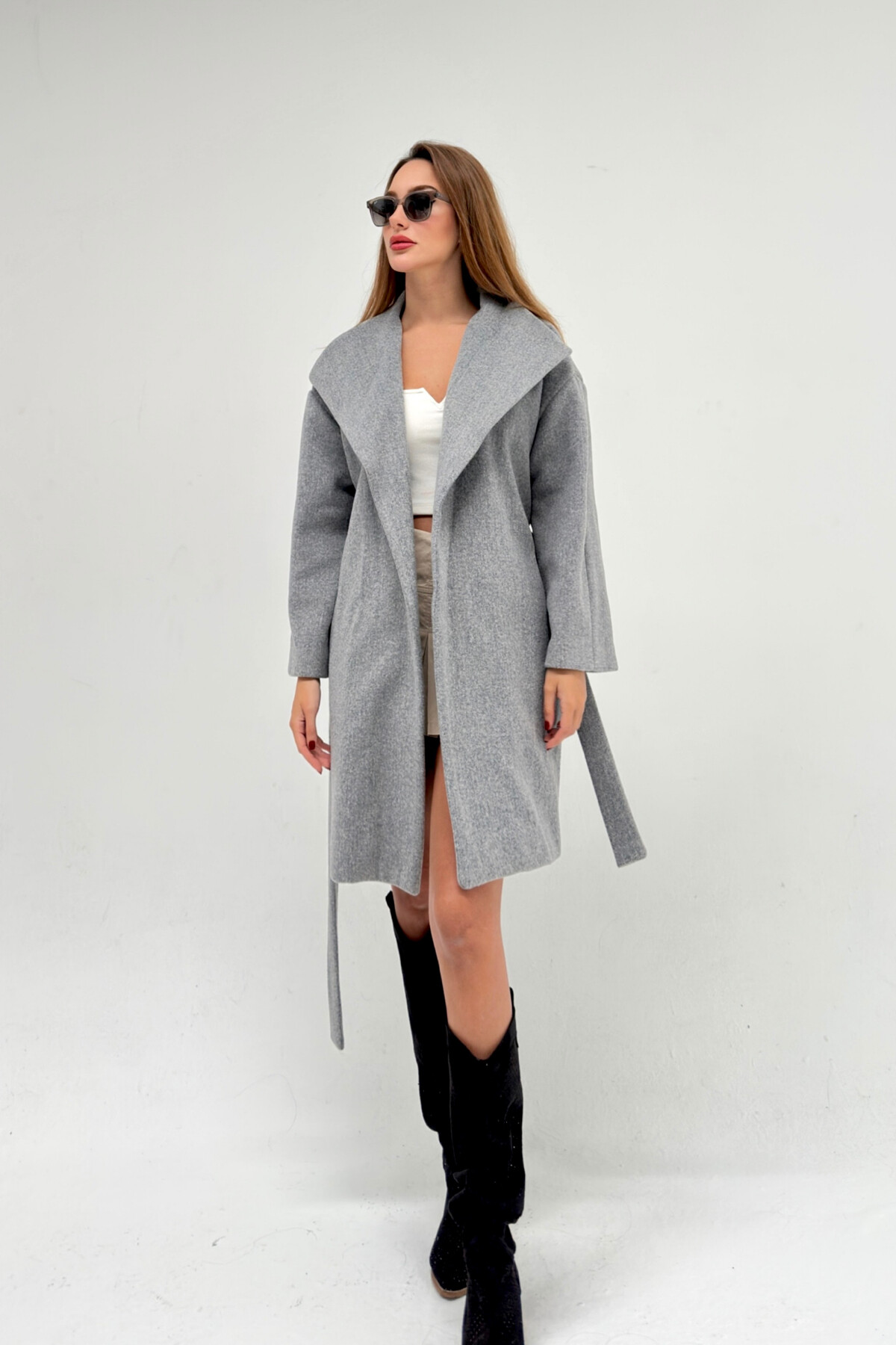 BELTED WOOL BLEND COAT