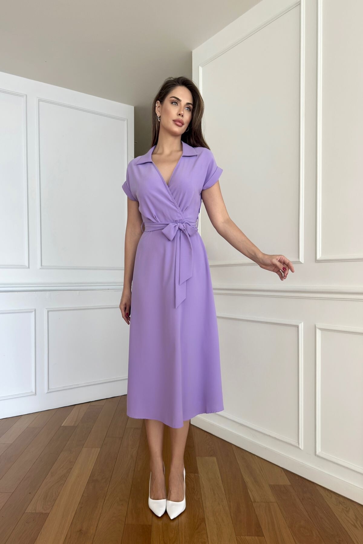 SHIRT COLLAR LONG DRESS