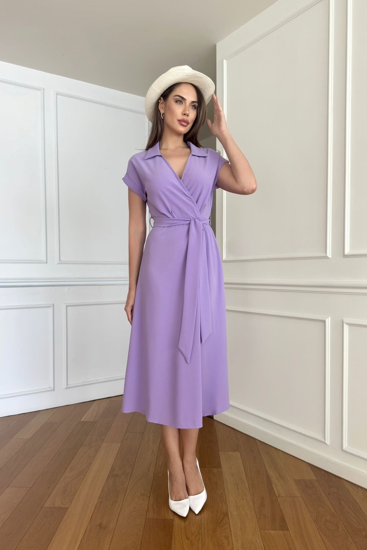 SHIRT COLLAR LONG DRESS