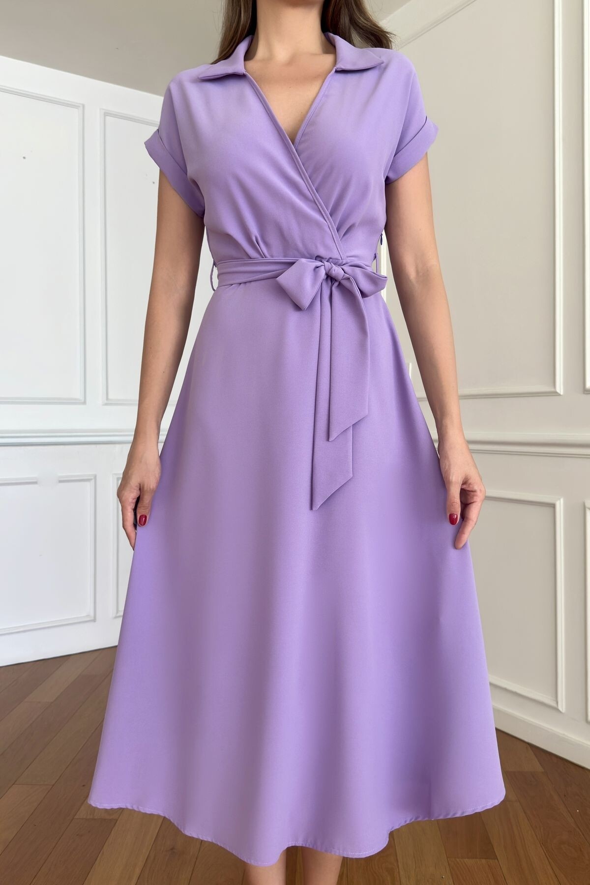 SHIRT COLLAR LONG DRESS