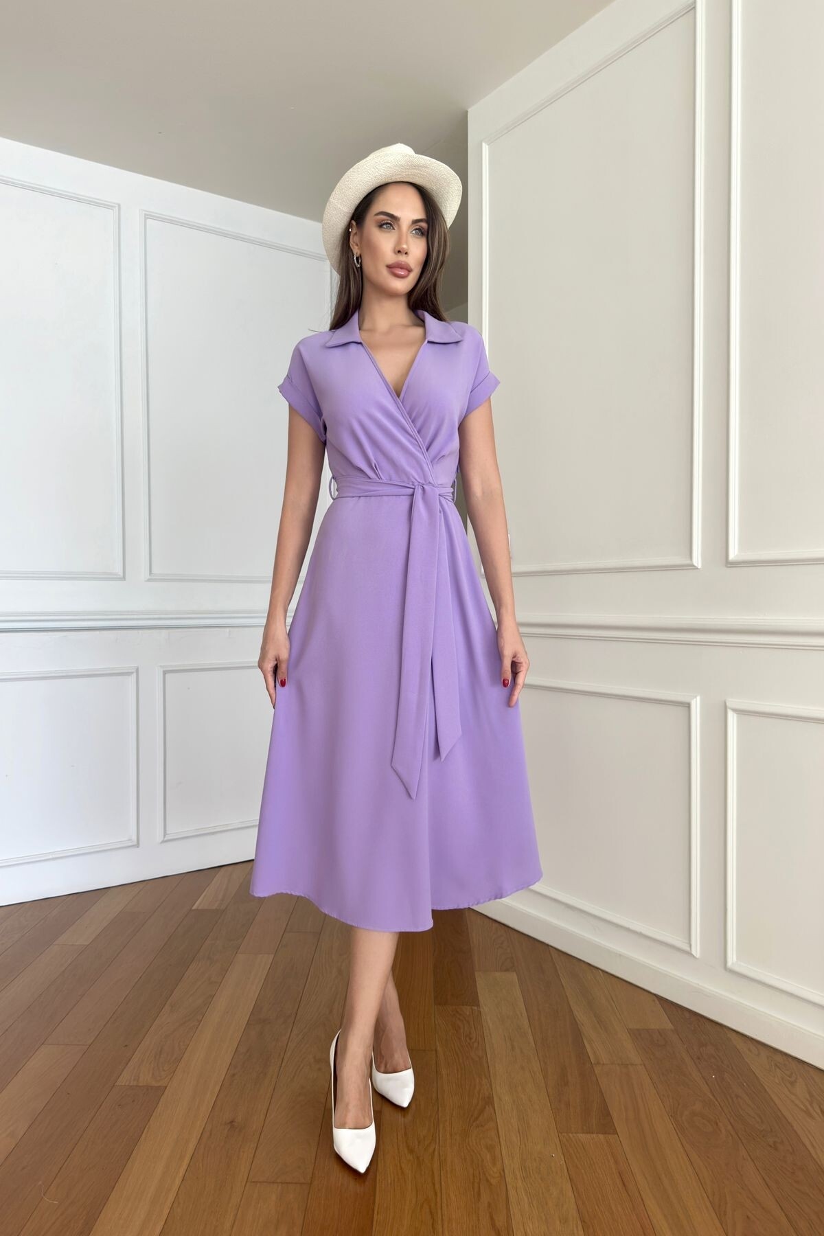 SHIRT COLLAR LONG DRESS