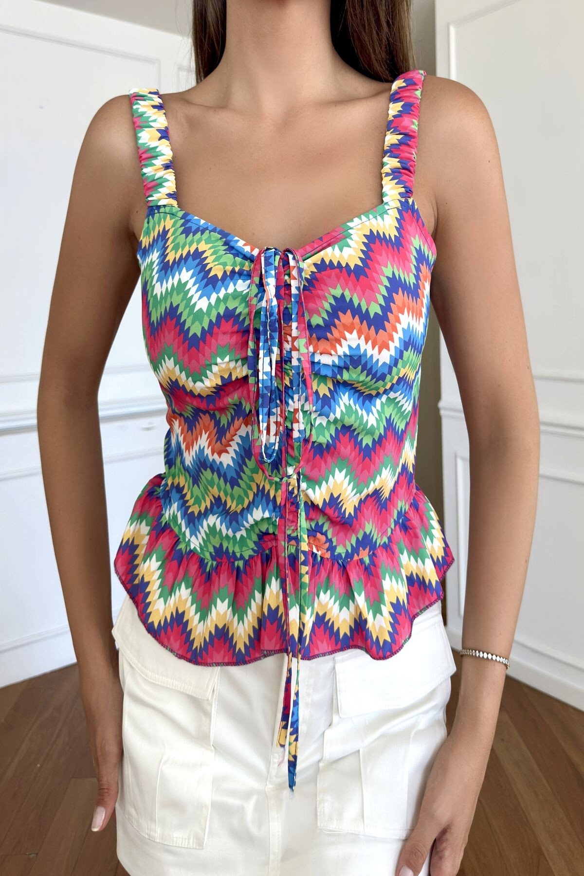 TIE PATTERNED BLOUSE