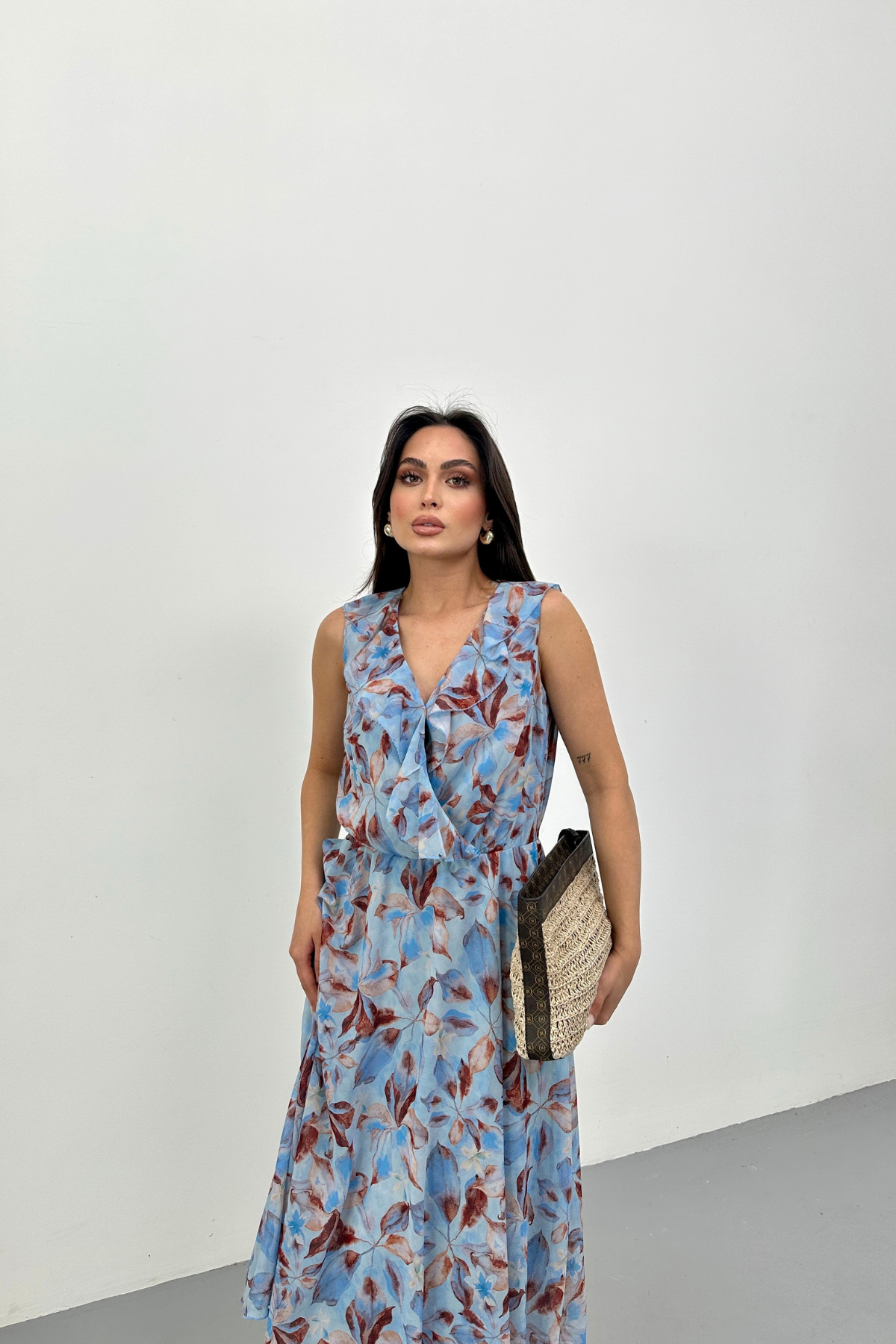 FLORAL PRINT TULLE DRESS