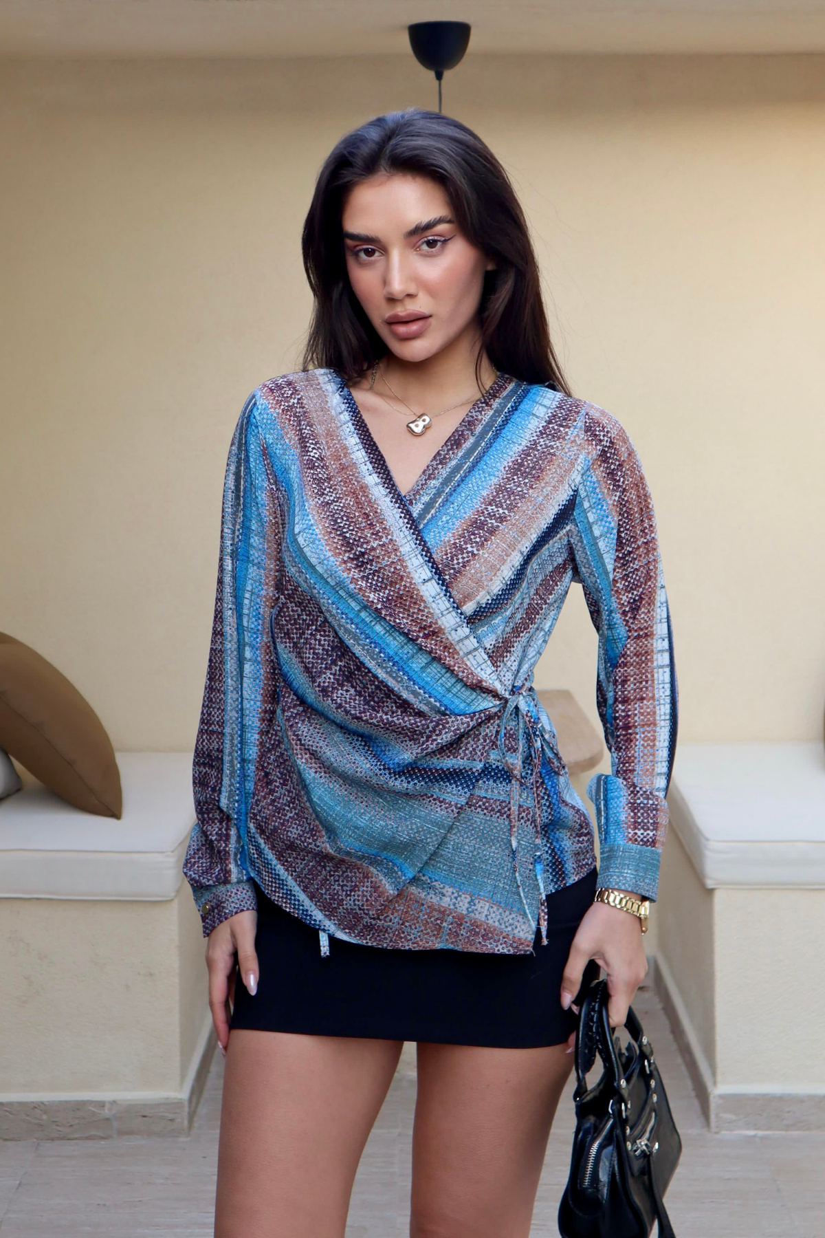 PATTERNED SATIN BLOUSE