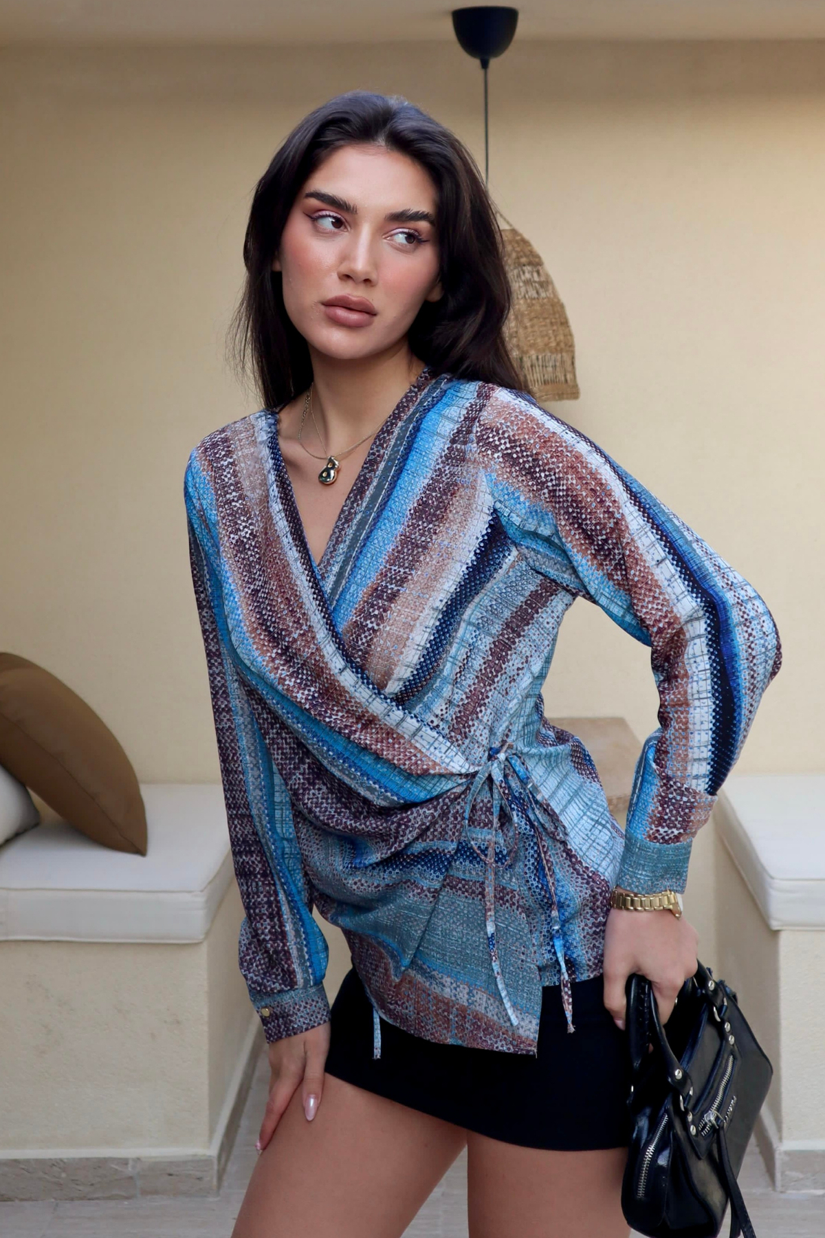 PATTERNED SATIN BLOUSE