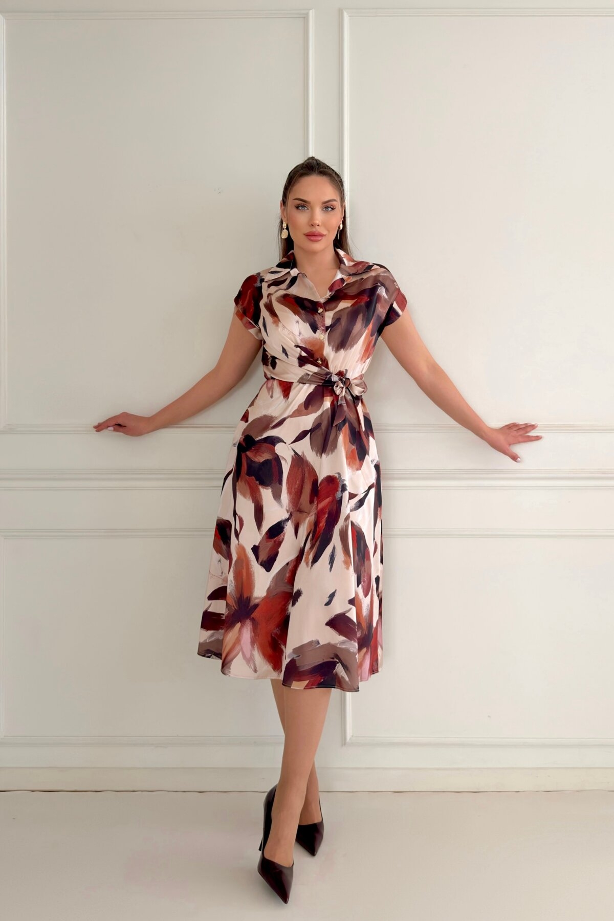PATTERNED SATIN DRESS