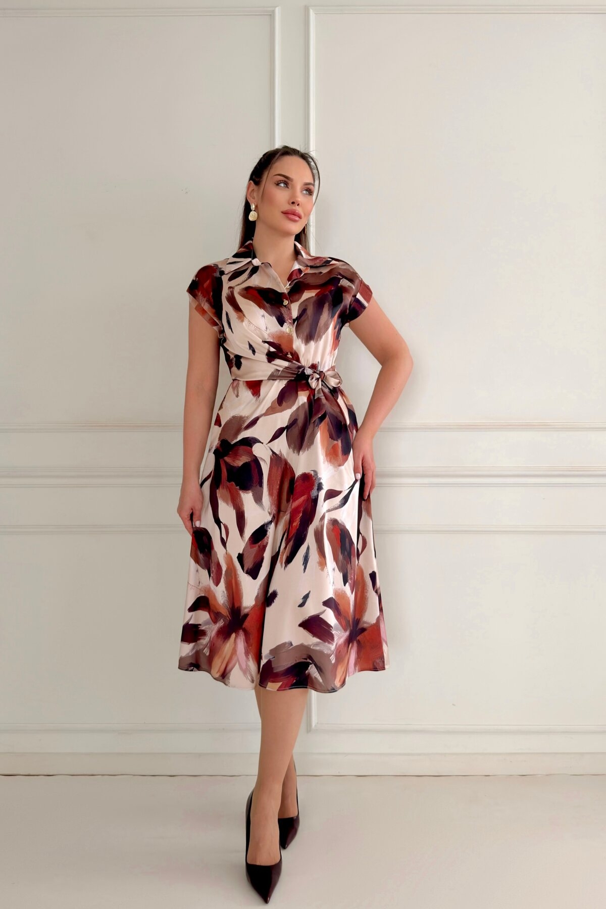 PATTERNED SATIN DRESS