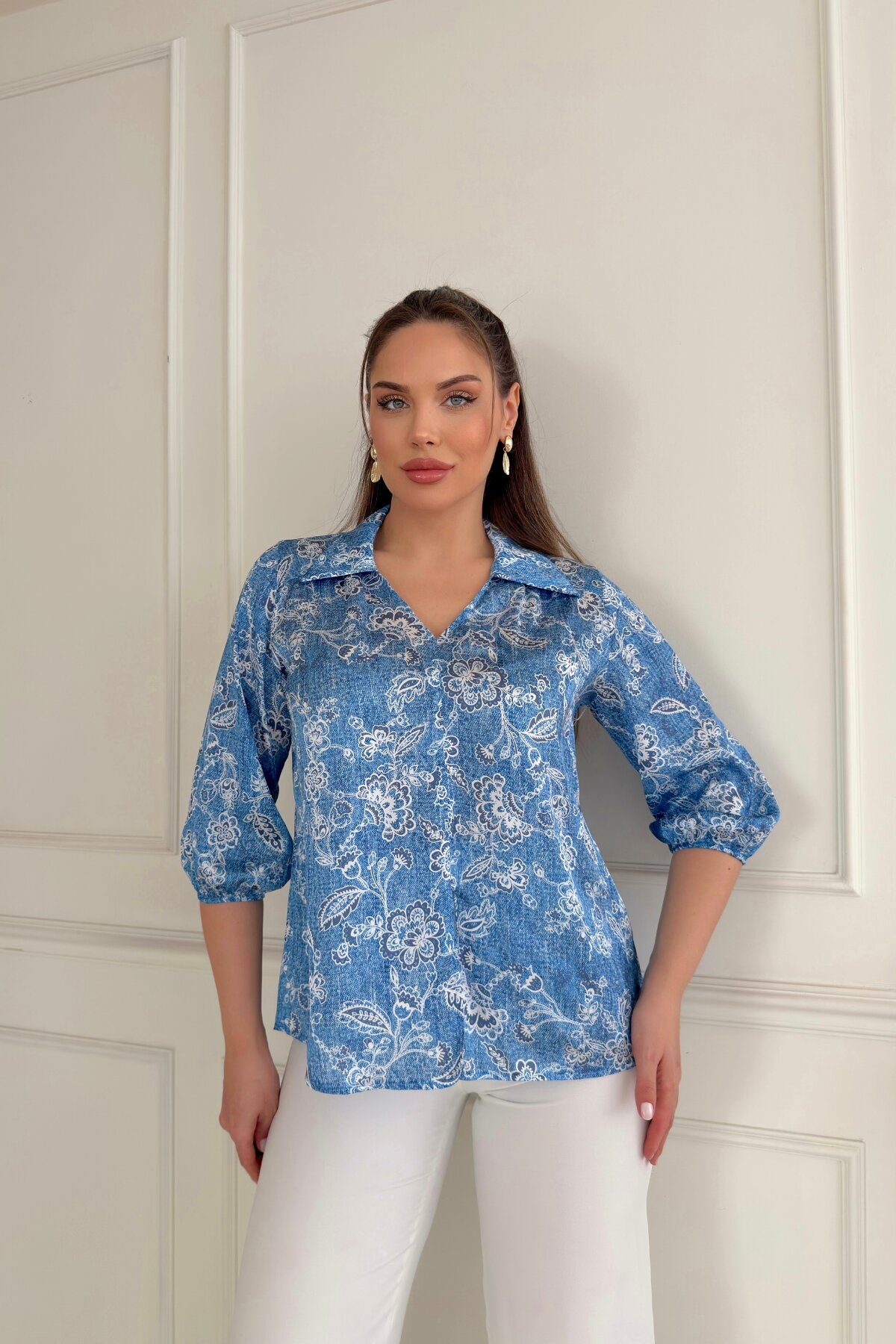 PATTERNED SATIN SHIRT