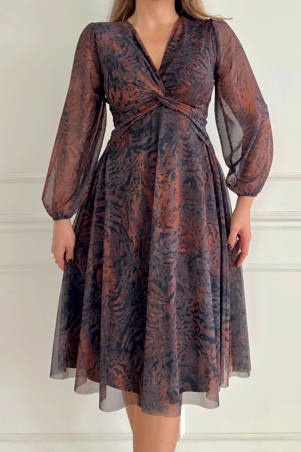 PATTERNED TULLE DRESS