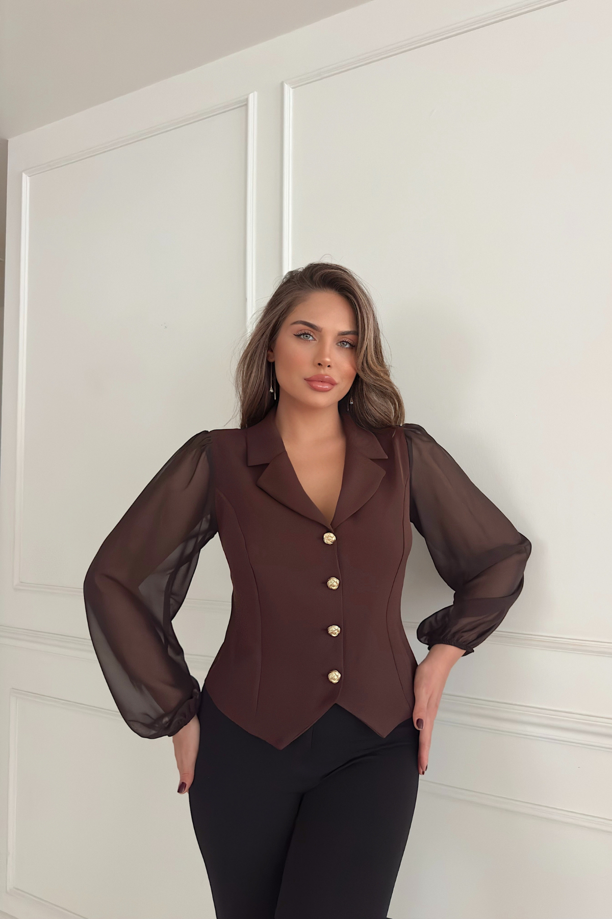 VEST WITH CHIFFON SLEEVES