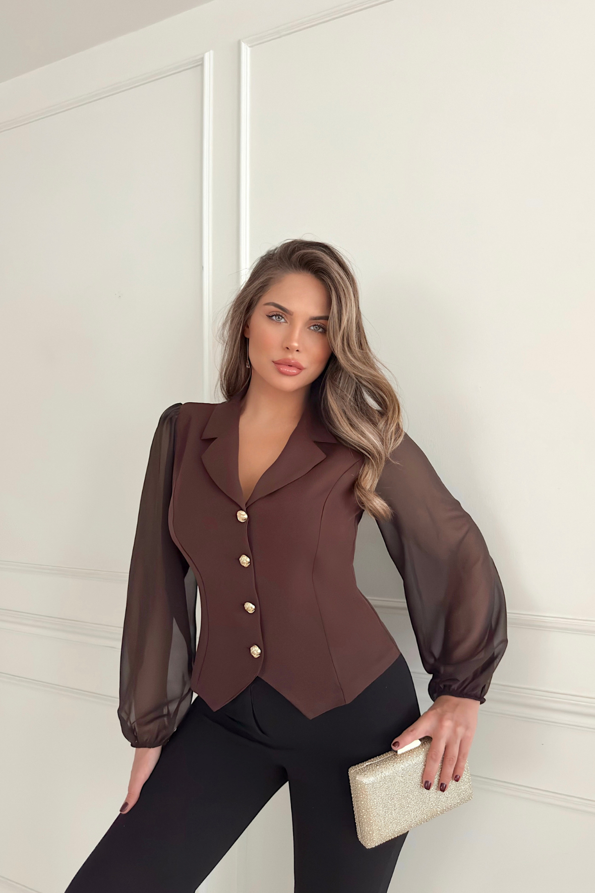 VEST WITH CHIFFON SLEEVES