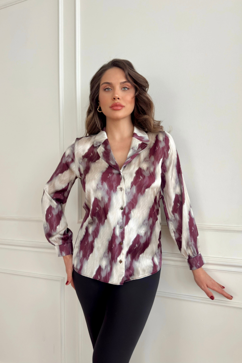BLAZER COLLAR SATIN SHIRT