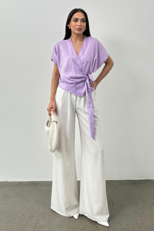 DOUBLE BREASTED TIE BLOUSE