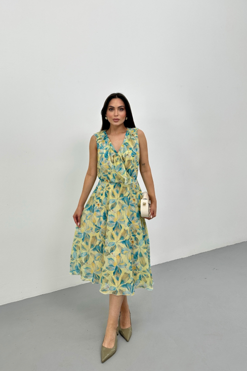 FLORAL PRINT TULLE DRESS