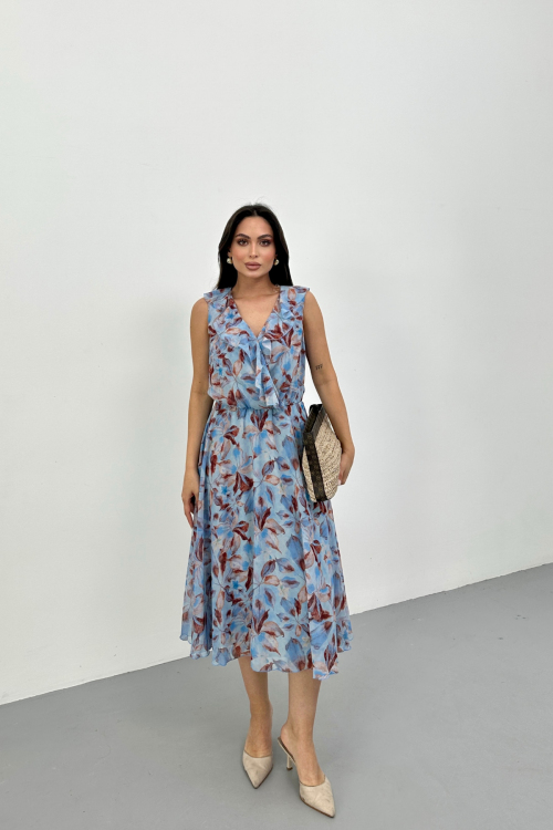 FLORAL PRINT TULLE DRESS