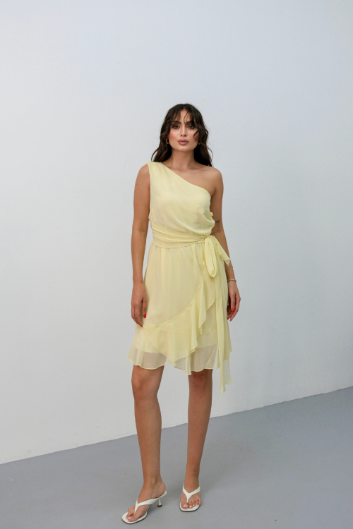 ONE SHOULDER CHIFFON DRESS